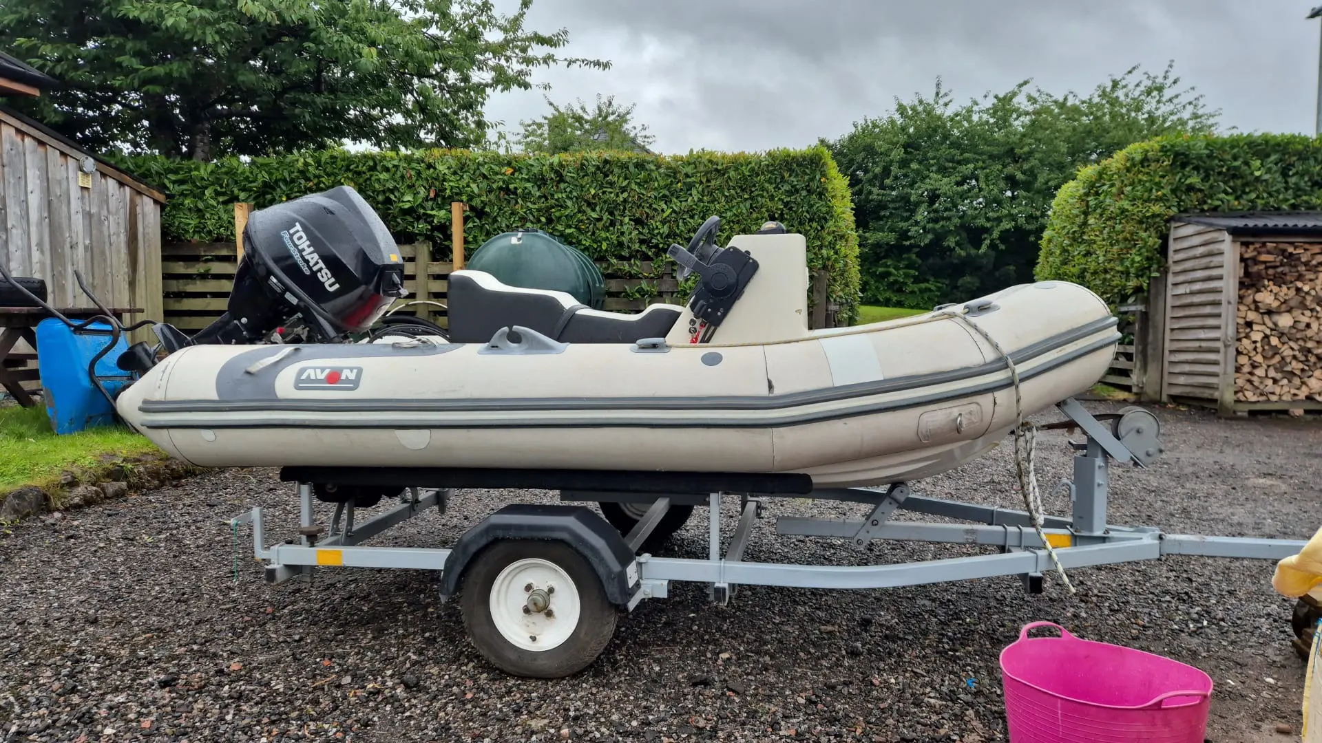Avon Rover 340 RIB — On the trailer, starboard side